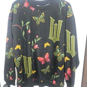 Black Butterfly & Floral Crewneck Sweatshirt